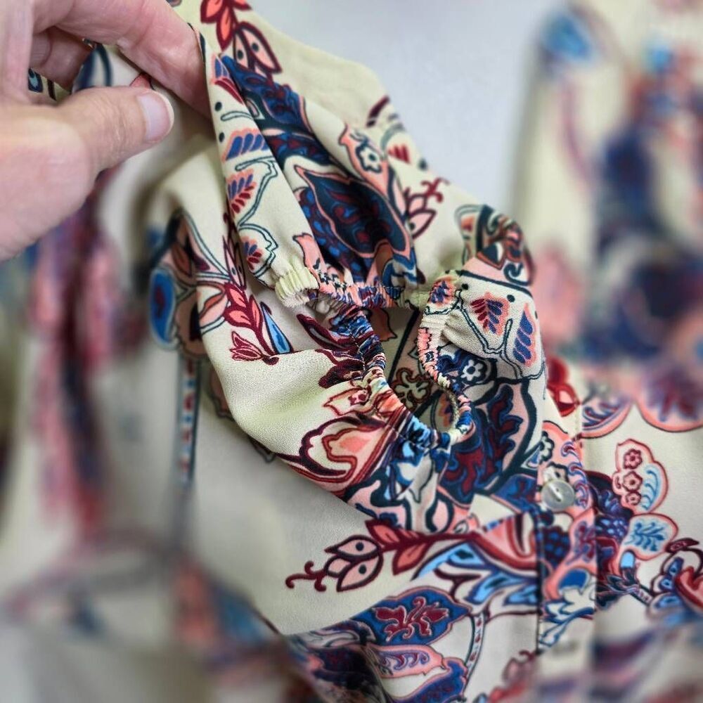Beacon Apparel Floral Boho Long Sleeve Blouse Size Large - Picture 4 of 8